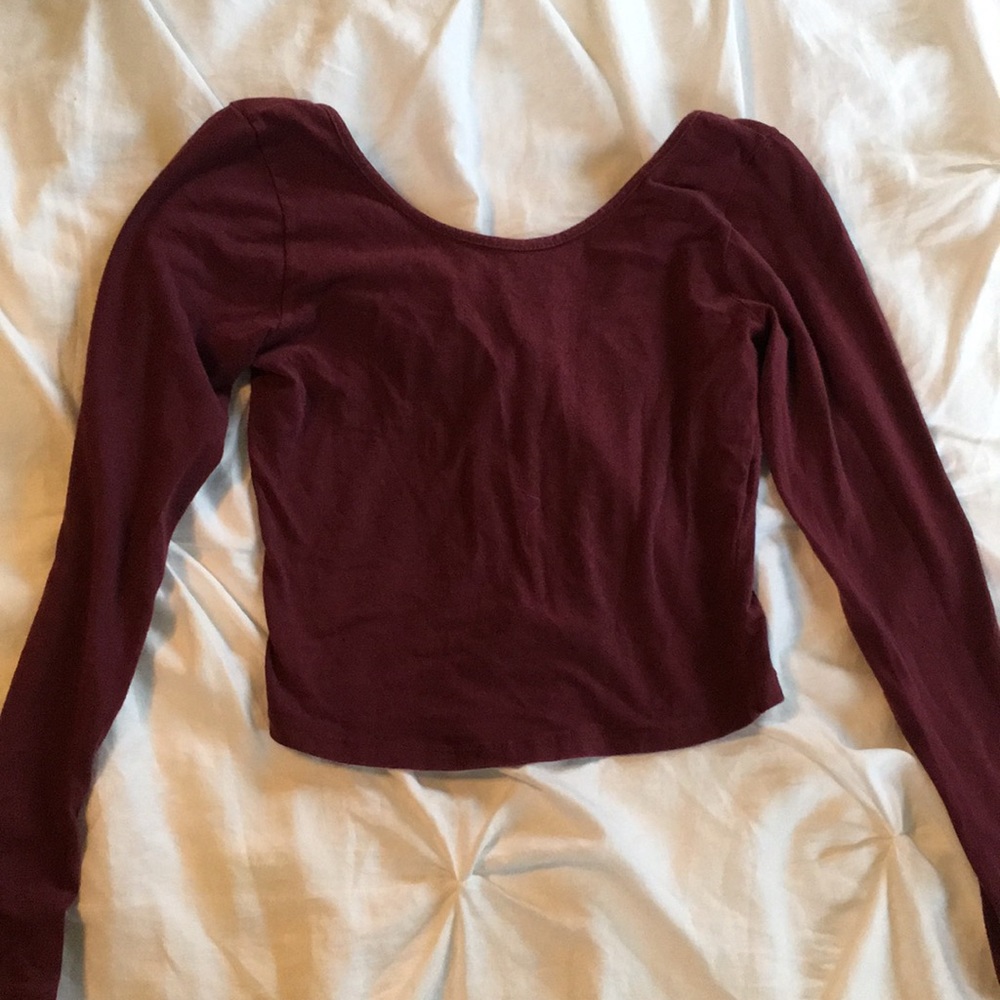 Brandy Melville Maroon Long Sleeve Crop Top